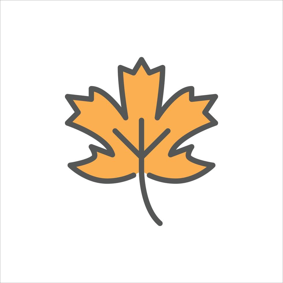 maple leaf filled outline icon. maple leaf color line illustration. vector