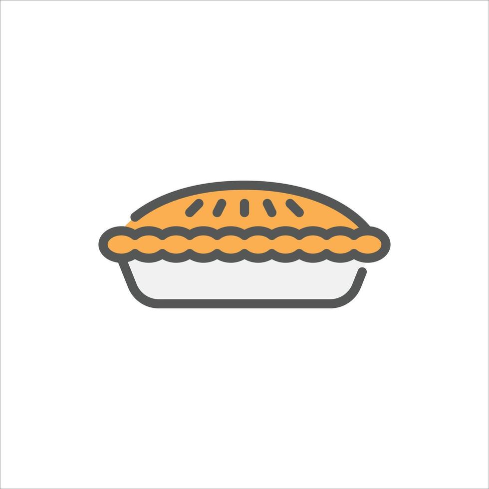 apple pie filled outline icon. pie color line illustration. vector