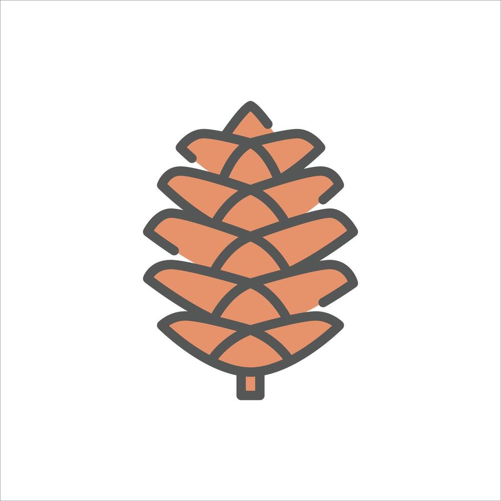 pine cone filled outline icon. pinecone color line illustration. vector