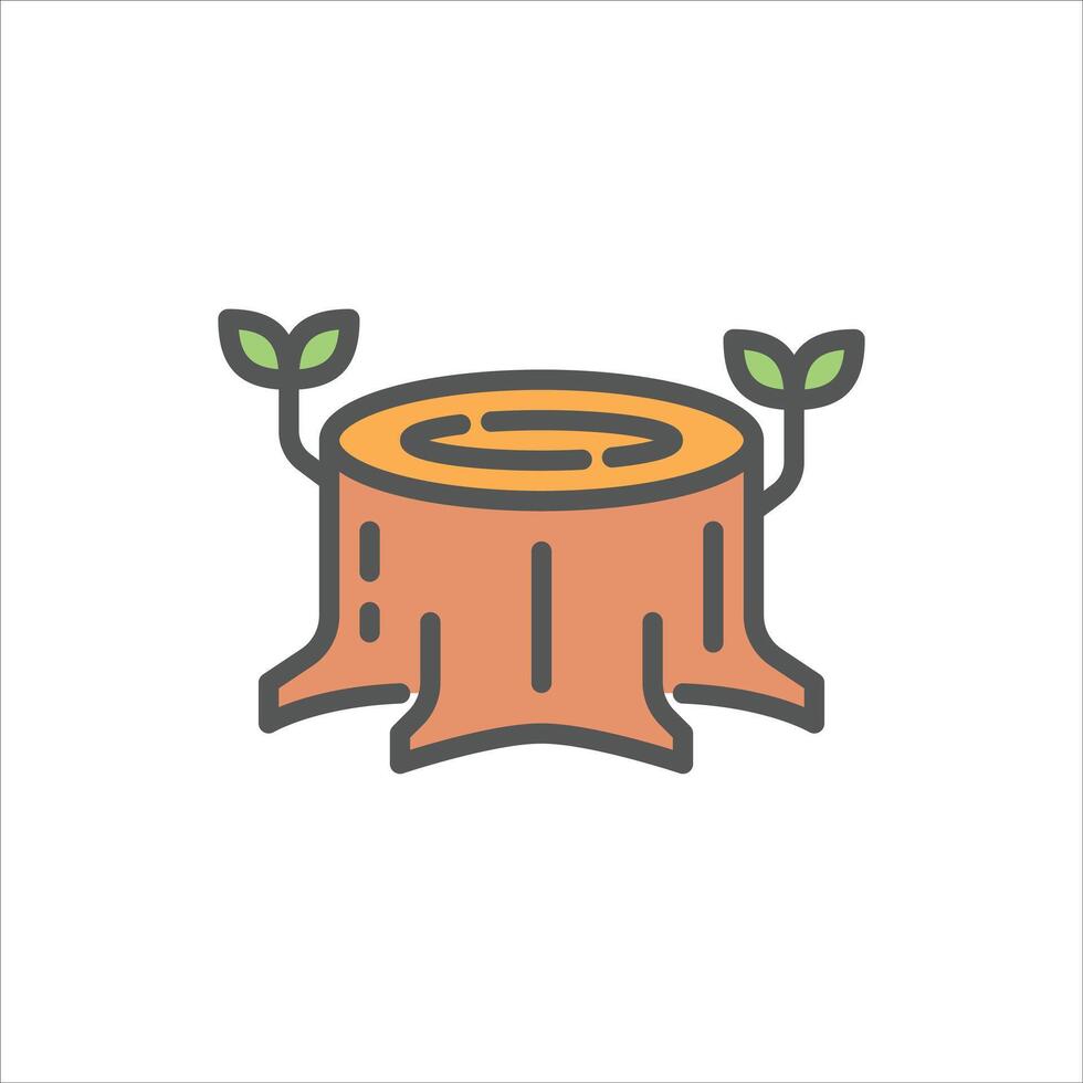 tree stump filled outline icon. tree color line illustration. vector