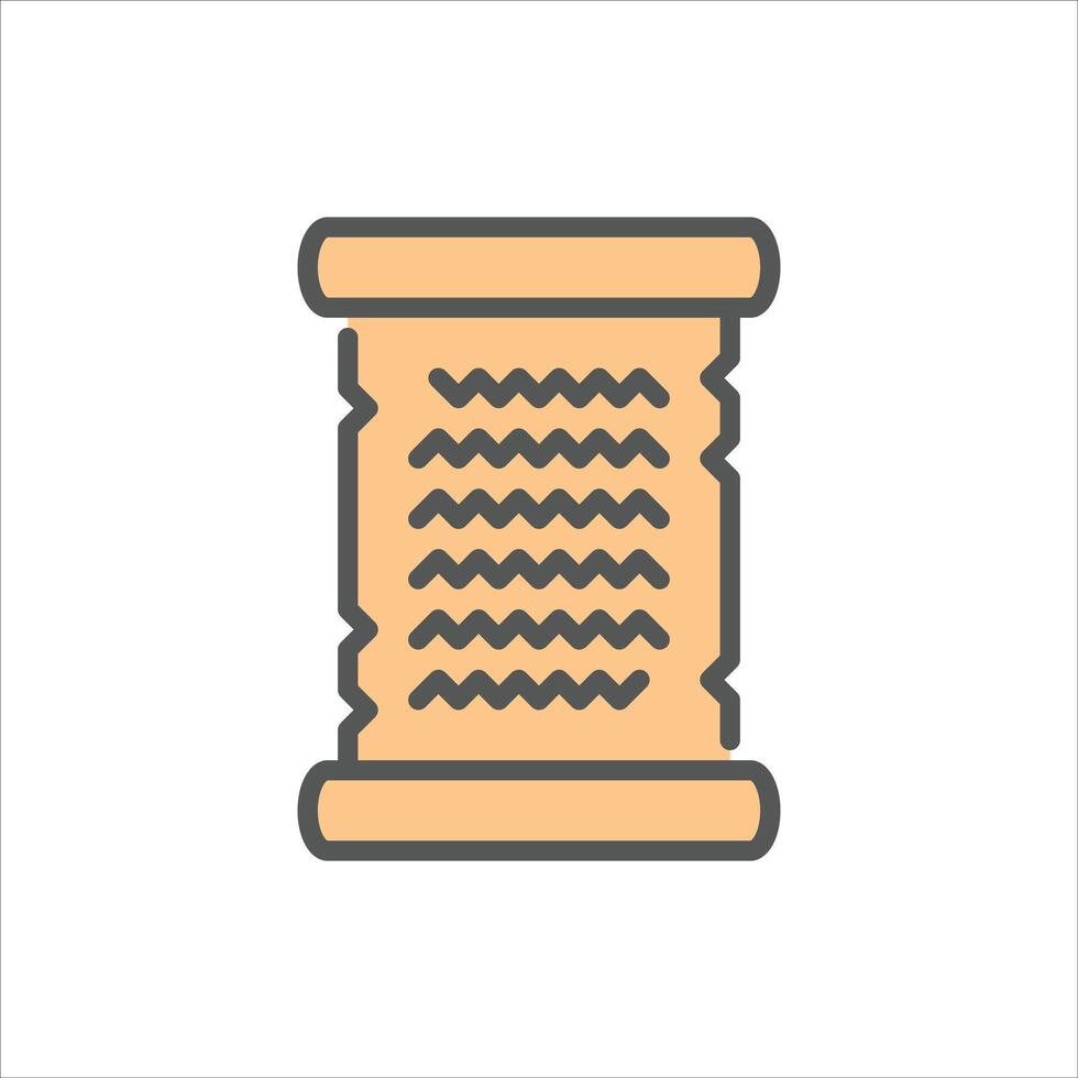 scroll filled outline icon. manuscript color line illustration. vector