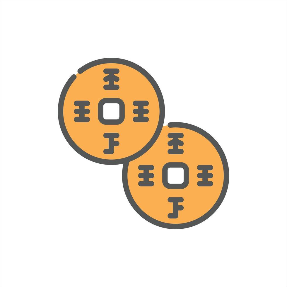 coin filled outline icon. coin color line illustration. vector