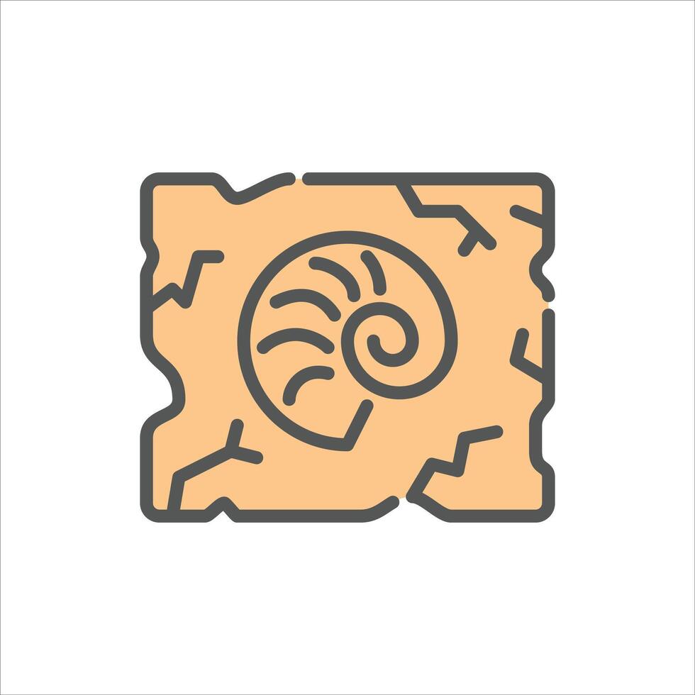 fossil filled outline icon. fossil color line illustration. vector