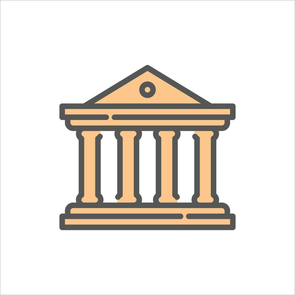 architecture filled outline icon. old building color line illustration. vector