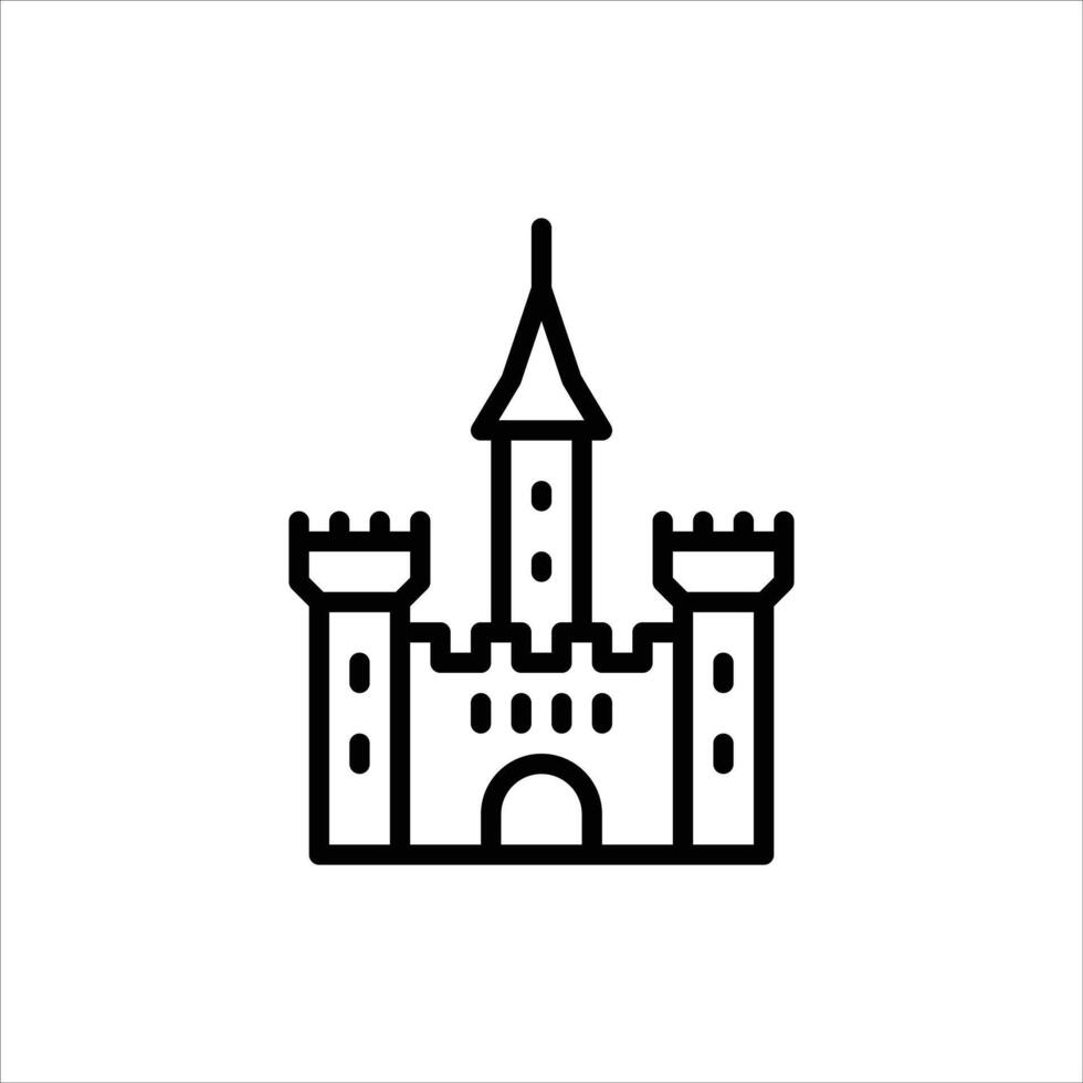 castle outline icon. fortress black line illustration. vector