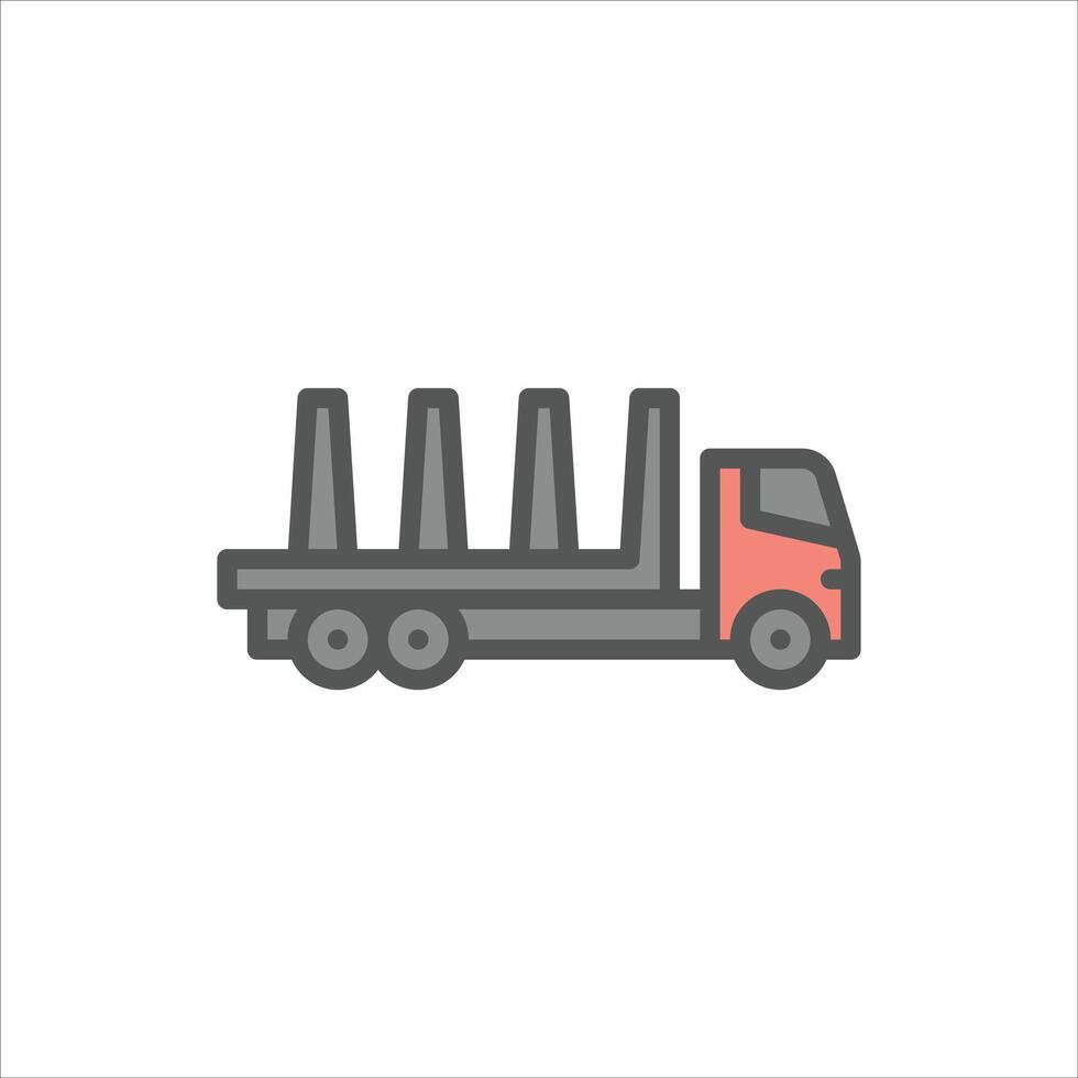 Logging Truck filled outline icon. logging truck colour line illustration vector