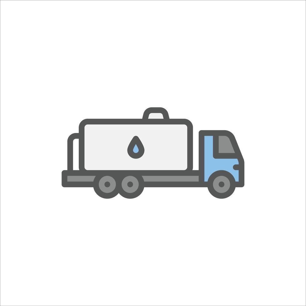 Water Truck filled outline icon. water truck colour line illustration vector