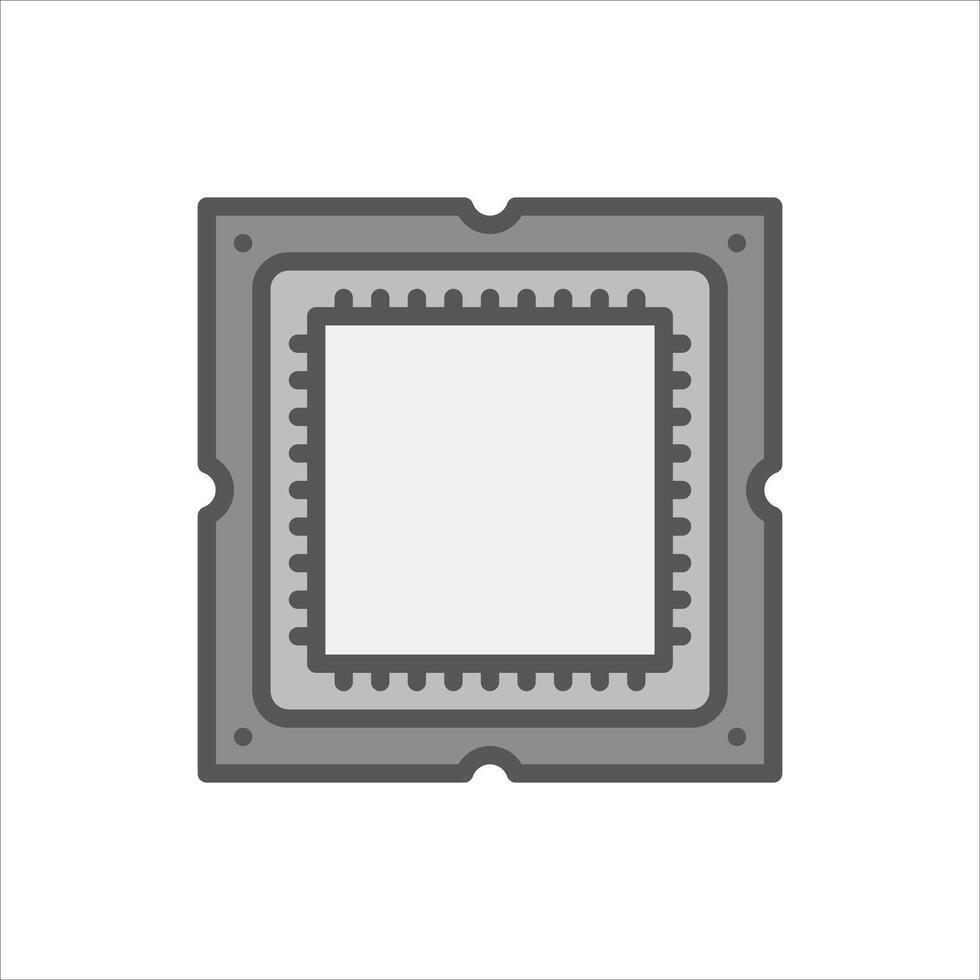 processor filled outline icon. chipset color line illustration. vector
