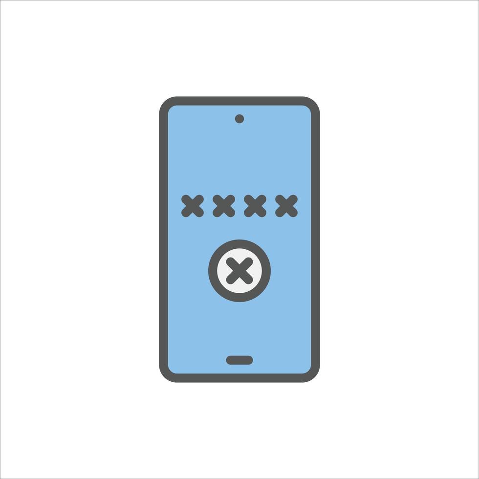 wrong password filled outline icon. smartphone error color line illustration. vector