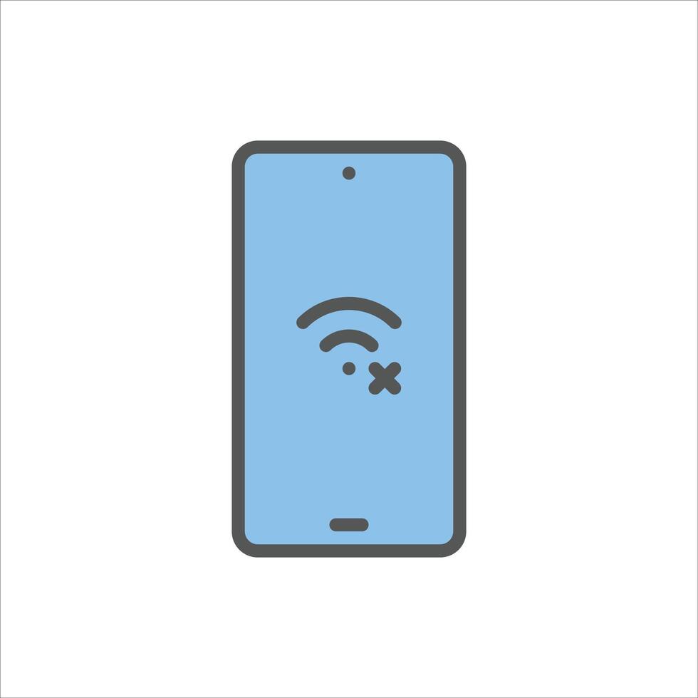 no signal filled outline icon. smartphone problem color line illustration. vector