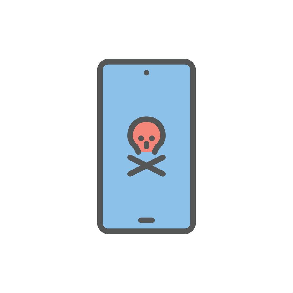 broken smartphone filled outline icon. damage smartphone color line illustration. vector