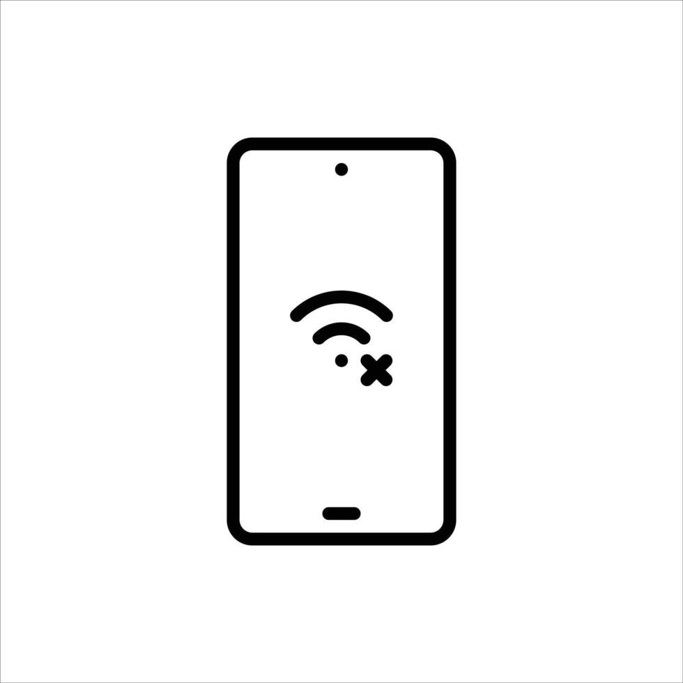 no signal outline icon. smartphone problem black line illustration. vector