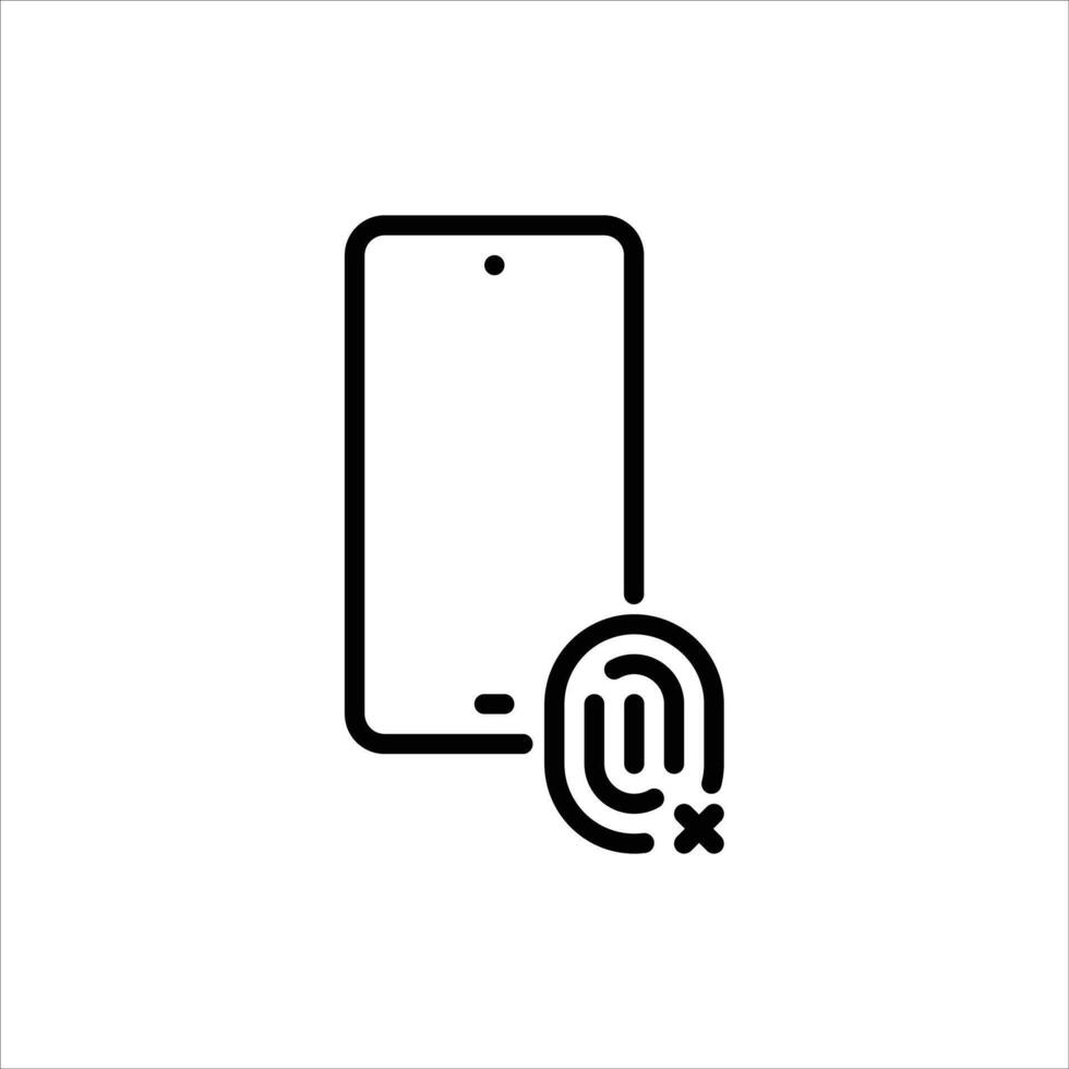 fingerprint not match outline icon. fingerprint error black line illustration. vector