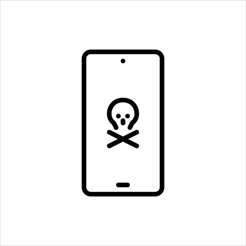 broken smartphone outline icon. damage smartphone black line illustration. vector