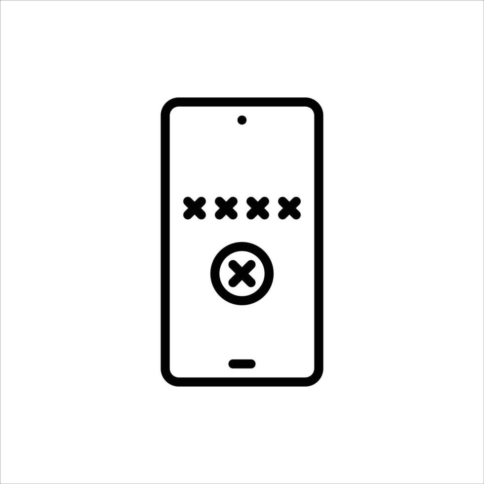 wrong password outline icon. smartphone error black line illustration. vector