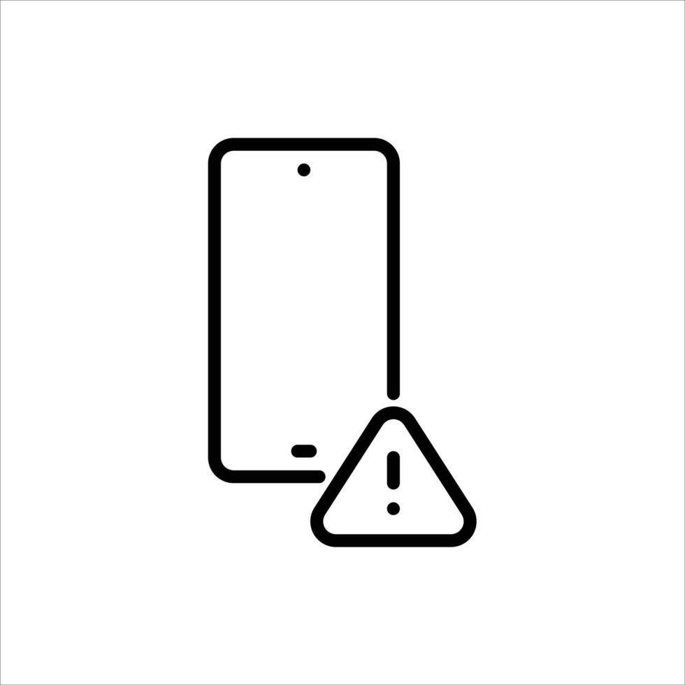 damage smartphone outline icon. warning black line illustration. vector