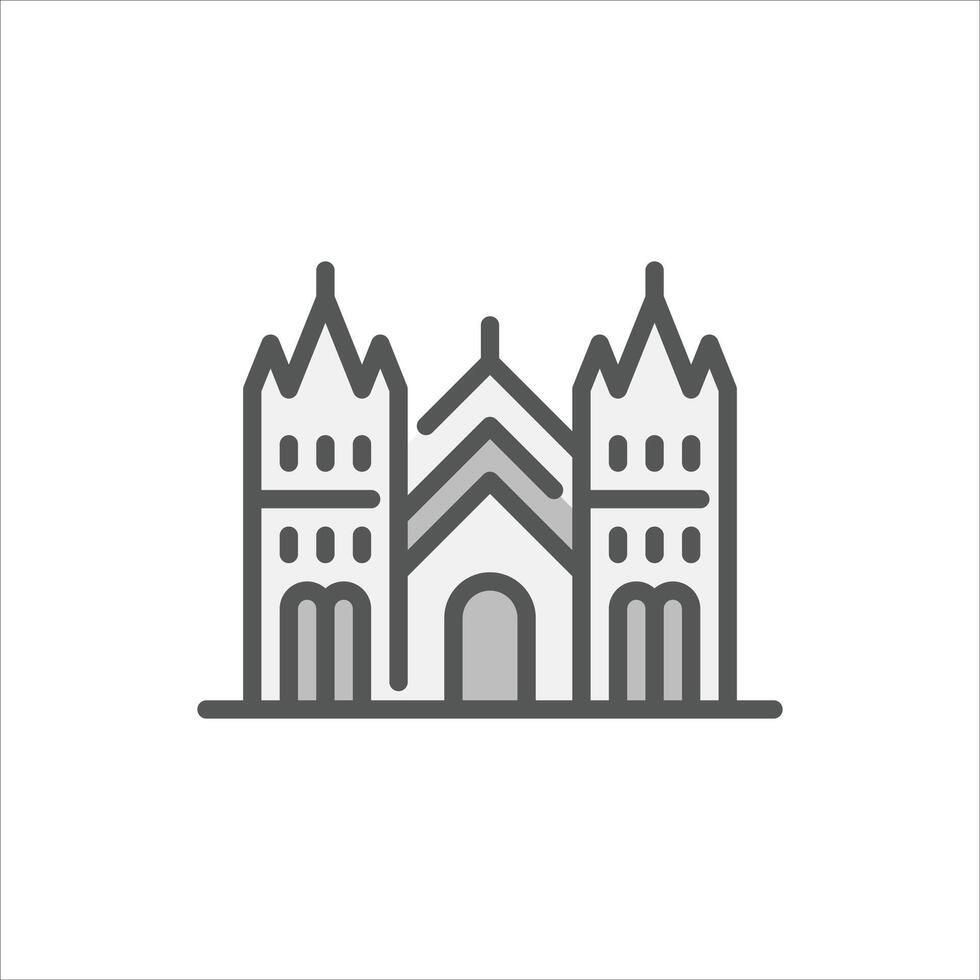 gothic building filled outline icon. architecture color line illustration. vector