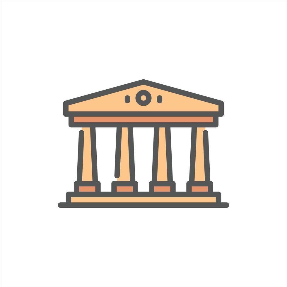 greek building filled outline icon. architecture color line illustration. vector