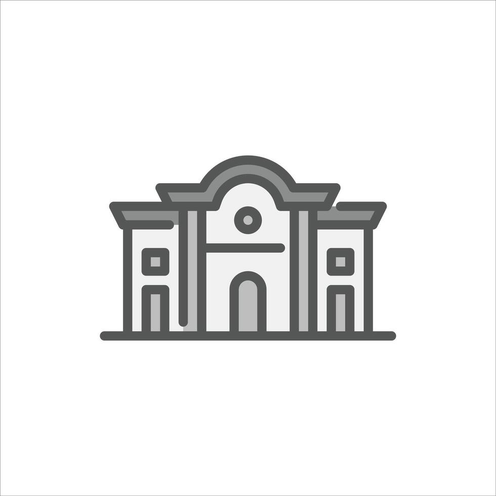 classic building filled outline icon. architecture color line illustration. vector