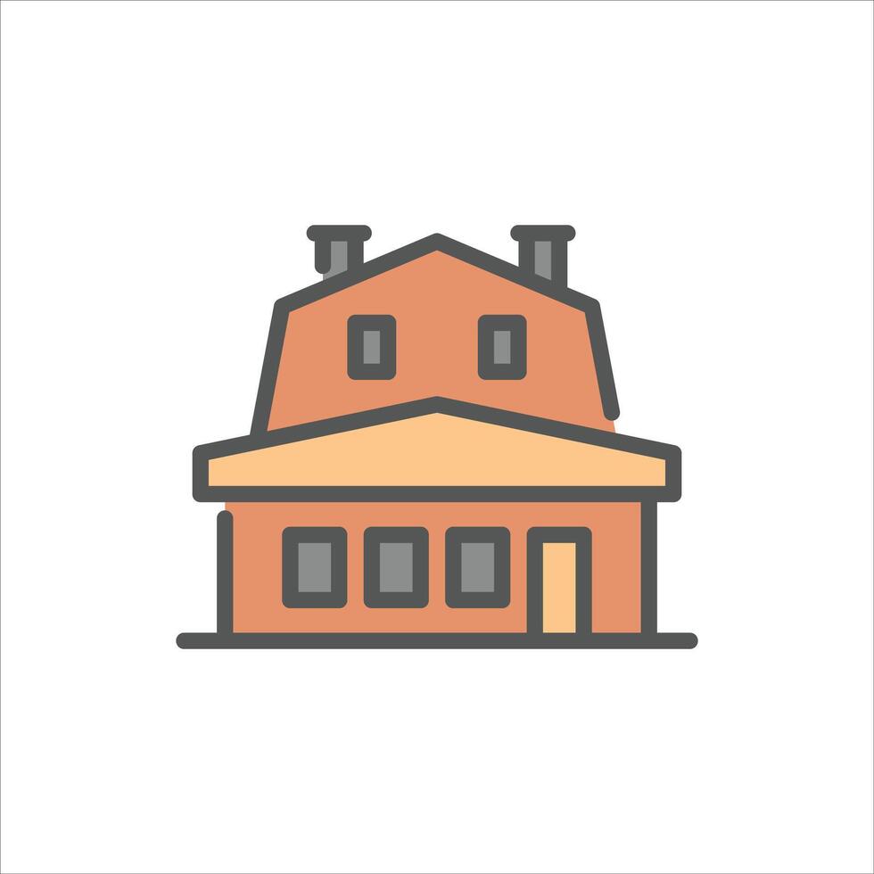 classic house filled outline icon. architecture color line illustration. vector