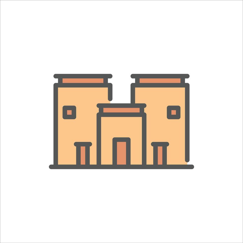 egyptian house filled outline icon. architecture color line illustration. vector