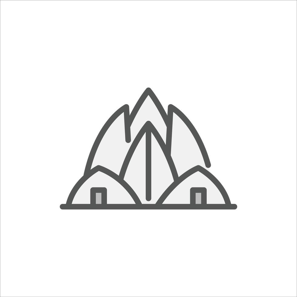 contemporary building filled outline icon. architecture color line illustration. vector