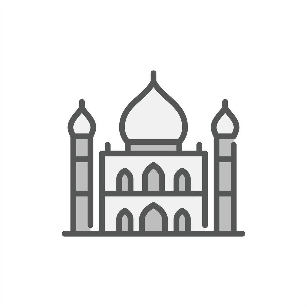 mosque building filled outline icon. architecture color line illustration. vector