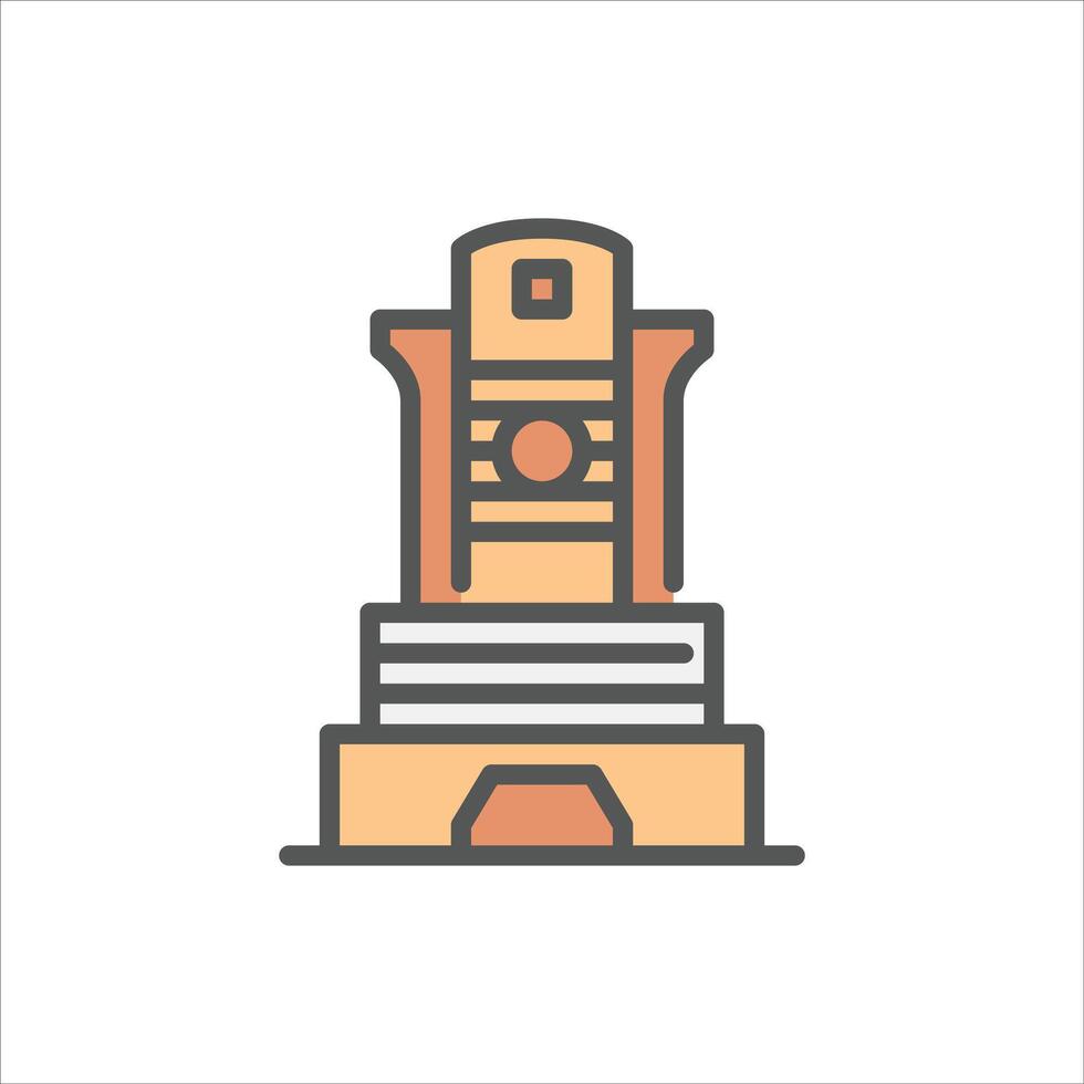 post modern building filled outline icon. architecture color line illustration. vector