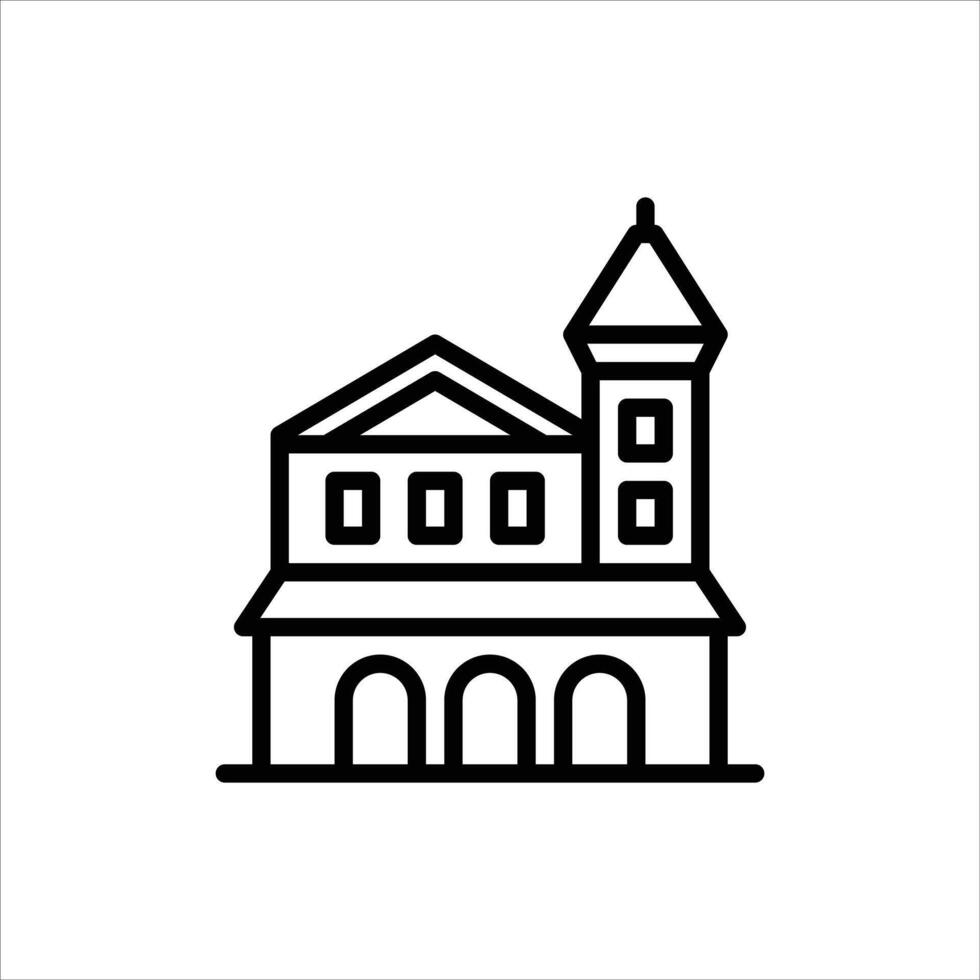 victorian house outline icon. architecture black line illustration. vector