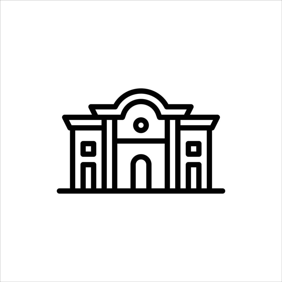 classic building outline icon. architecture black line illustration. vector