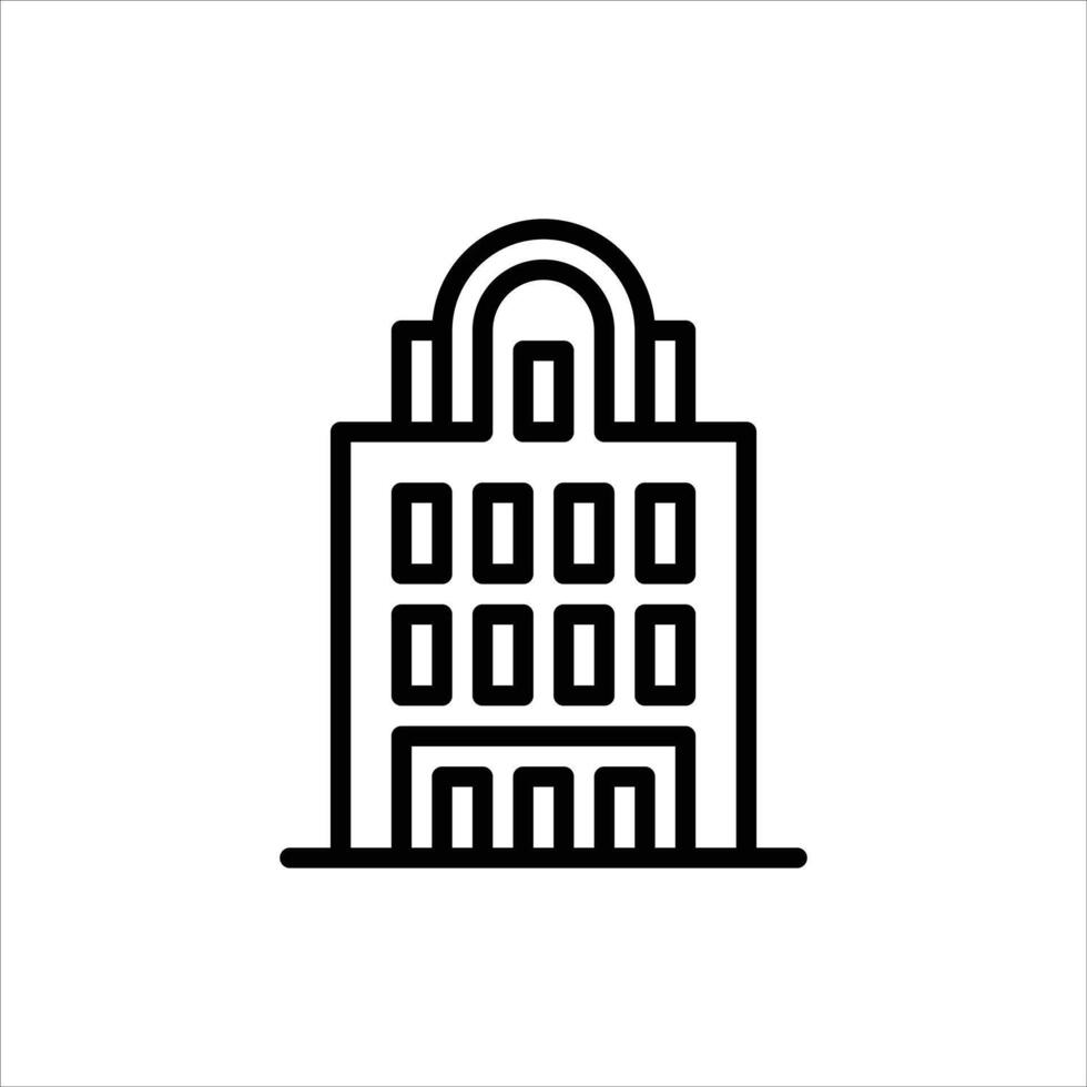 art deco building outline icon. architecture black line illustration. vector
