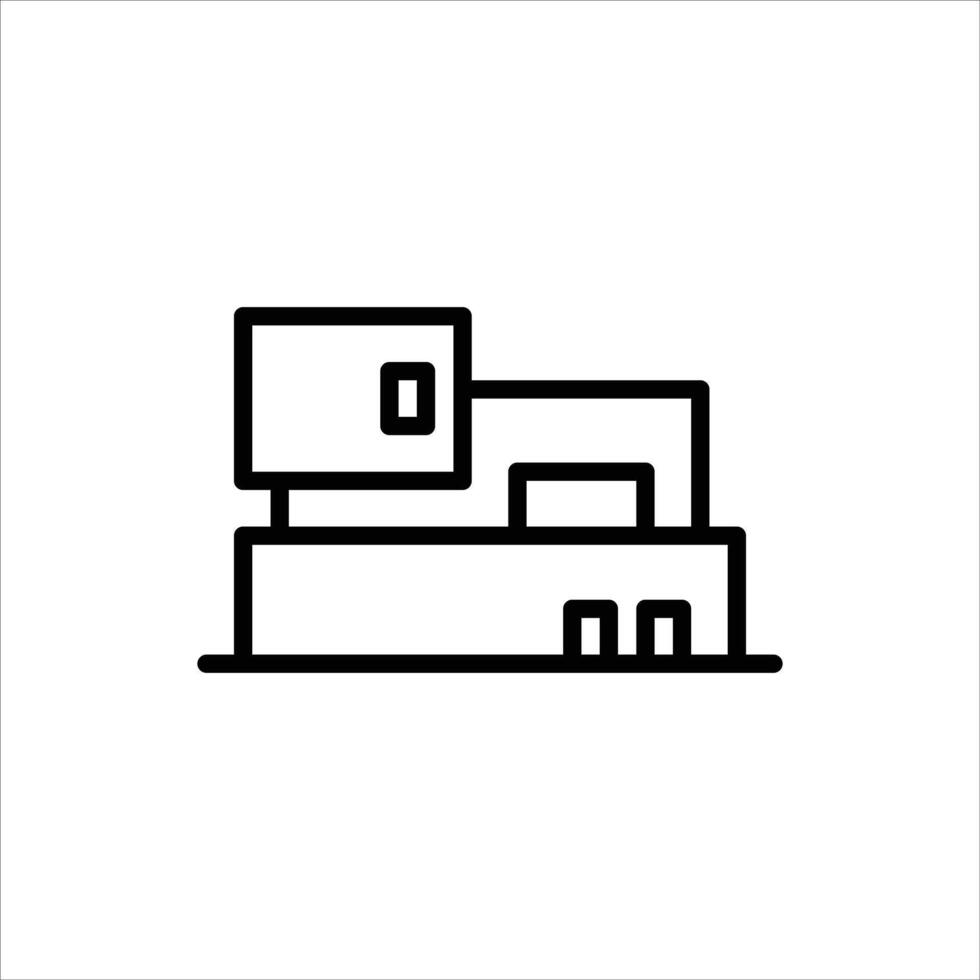 bauhaus building outline icon. architecture black line illustration. vector