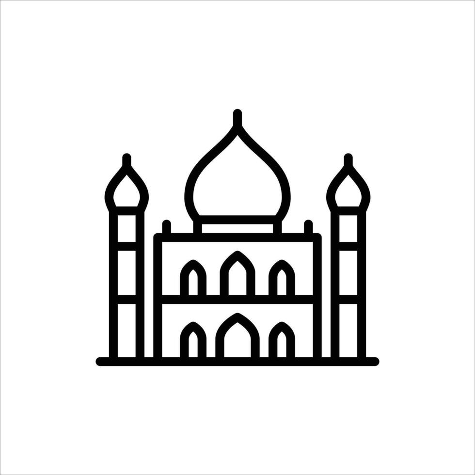 mosque building outline icon. architecture black line illustration. vector