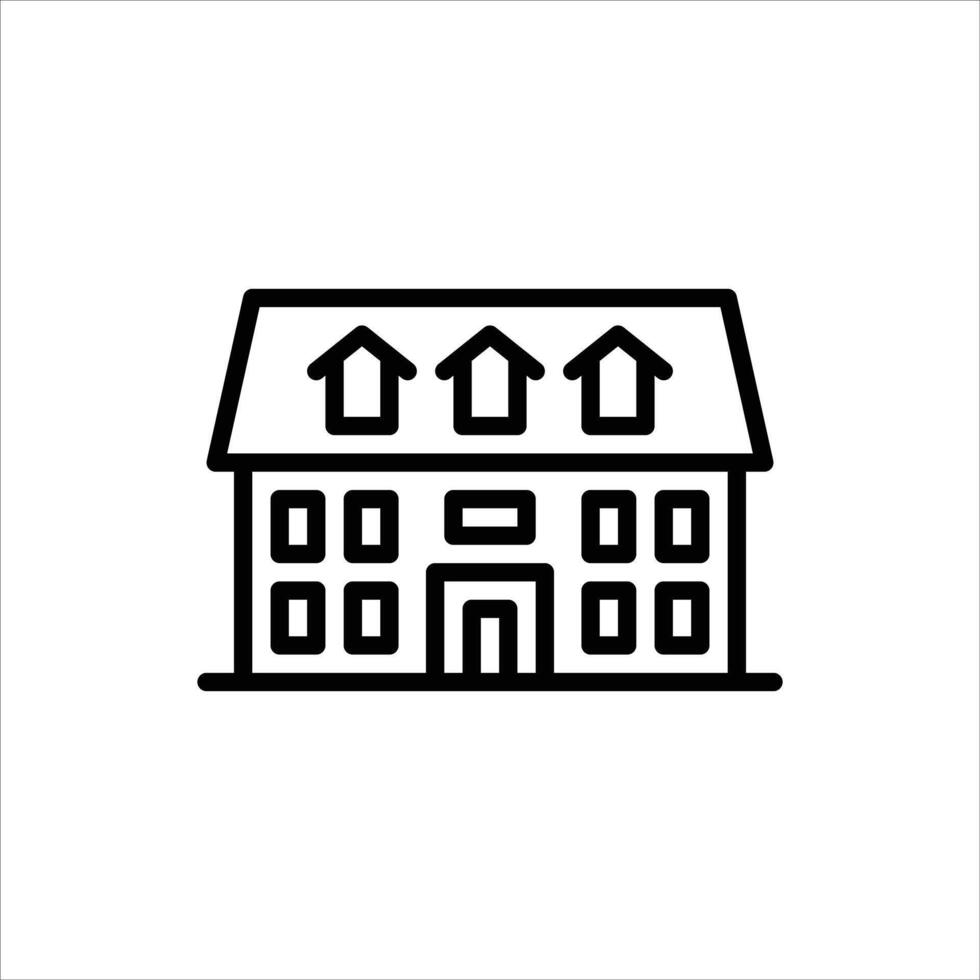 colonial building outline icon. architecture black line illustration. vector