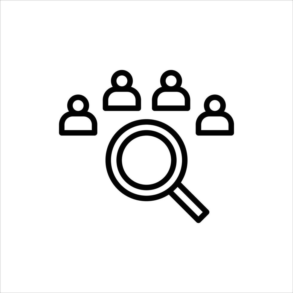 recruitment outline icon. find employee black line illustration. vector