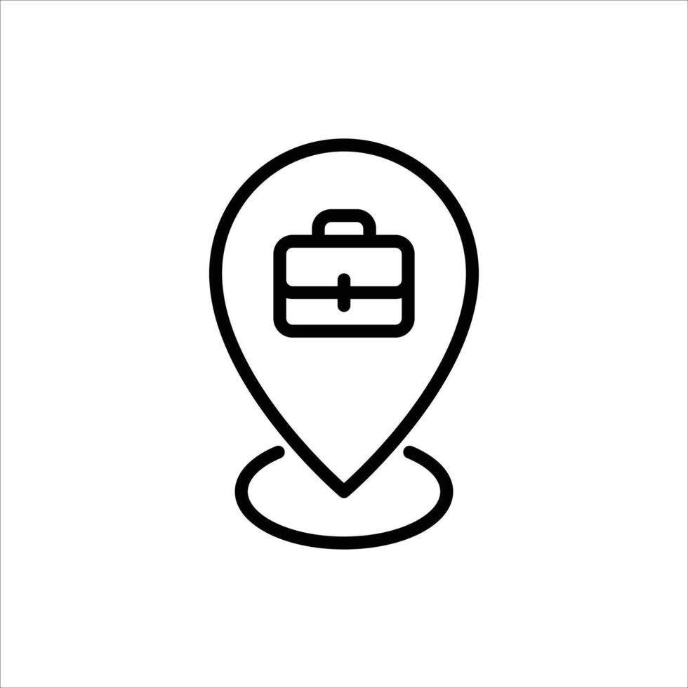 workplace outline icon. pin location black line illustration. vector