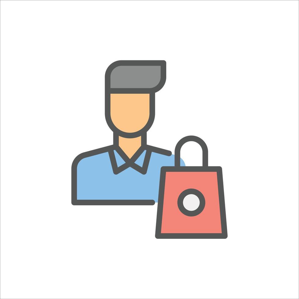 male customer filled outline icon. customer avatar color line illustration. vector