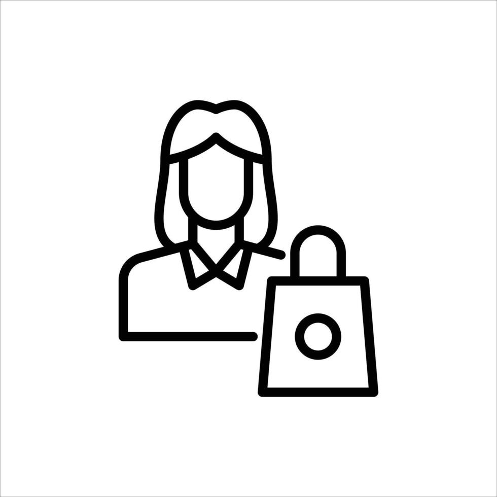 female customer outline icon. customer avatar black line illustration. vector