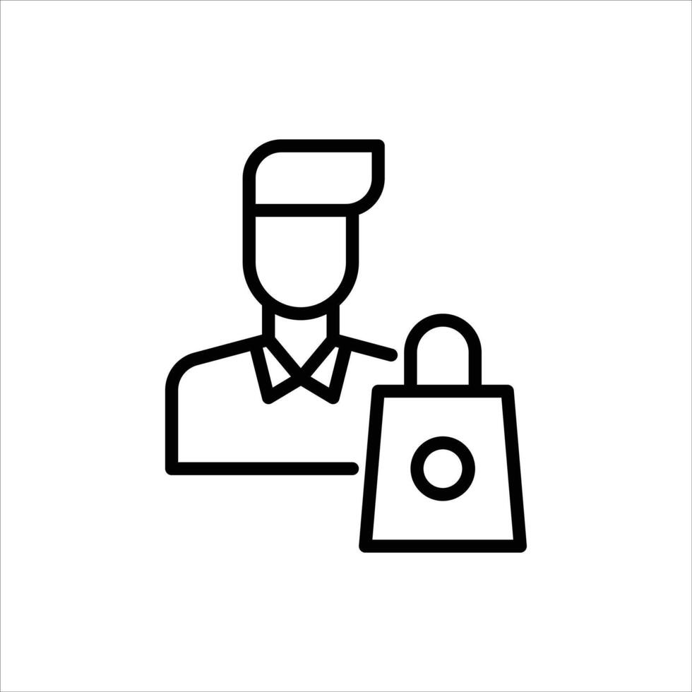 male customer outline icon. customer avatar black line illustration. vector