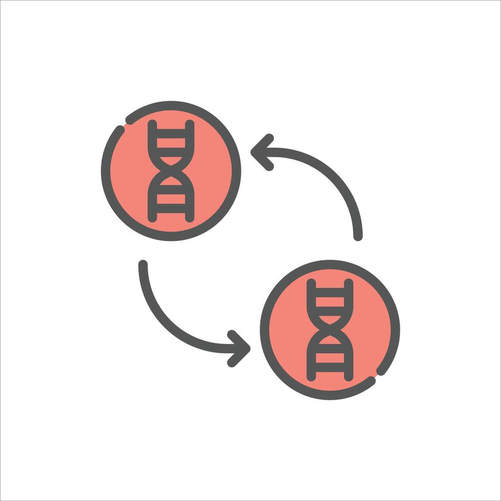 dna clone filled outline icon. dna clone color line illustration. vector