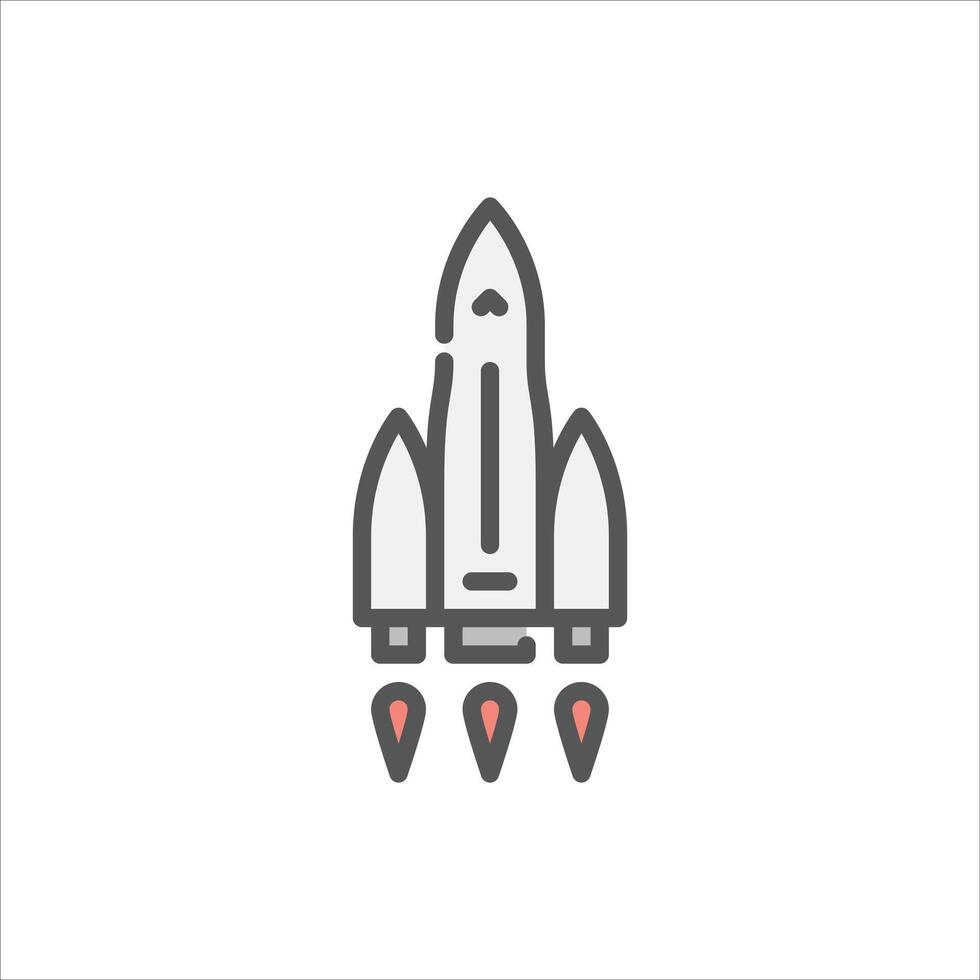 space rocket filled outline icon. space rocket launch color line illustration. vector
