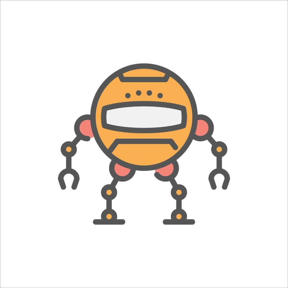 robot monster filled outline icon. robot color line illustration. vector