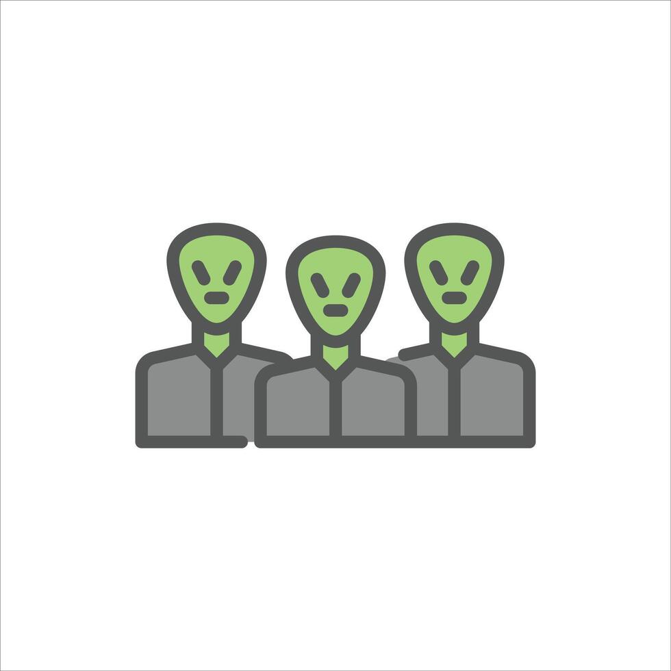 alien filled outline icon. alien colony color line illustration. vector