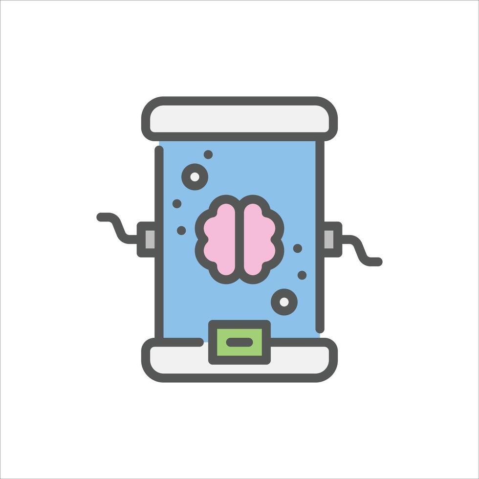 brain in incubation filled outline icon. brain incubator color line illustration. vector