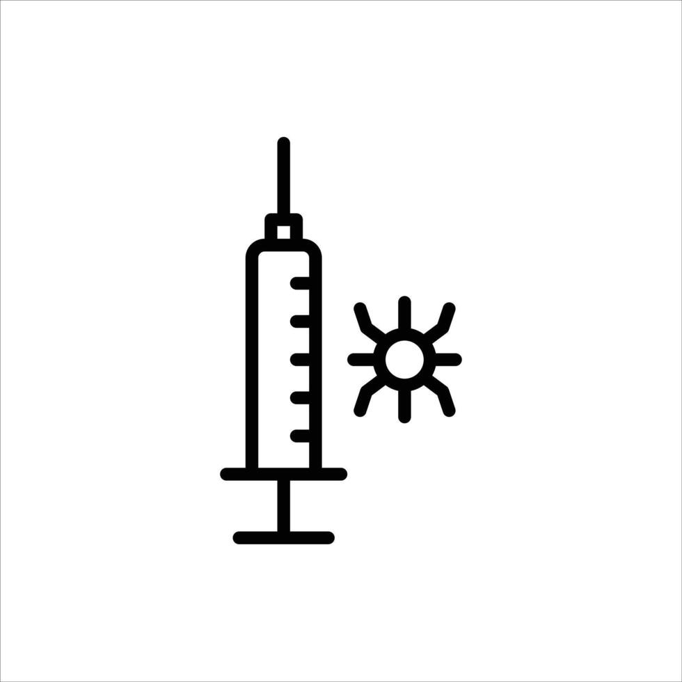 serum outline icon. virus injection black line illustration. vector
