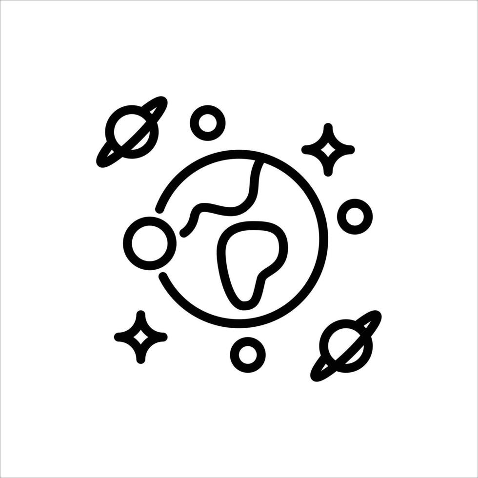 planet outline icon. planet black line illustration. vector