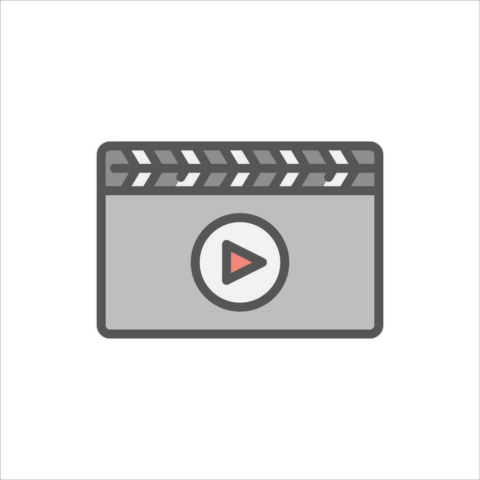 clapboard filled outline icon. clapperboard color line illustration. vector
