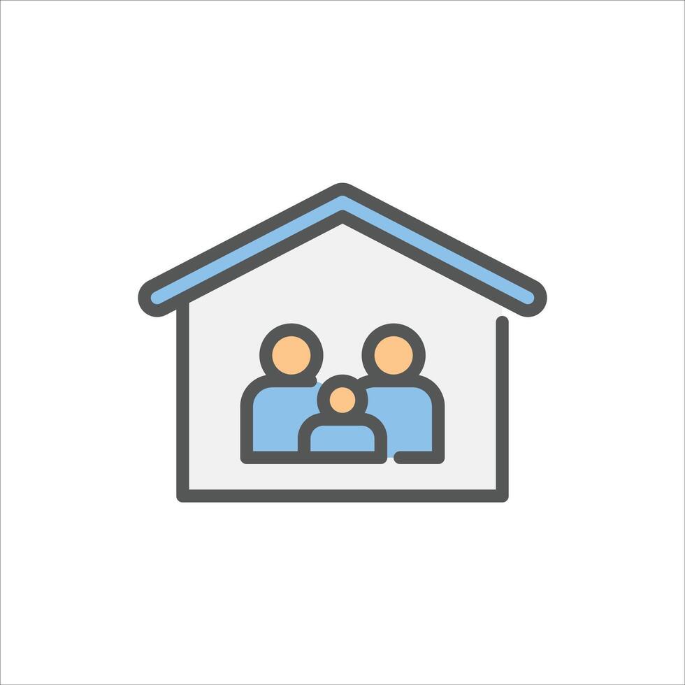 family filled outline icon. family color line illustration. vector