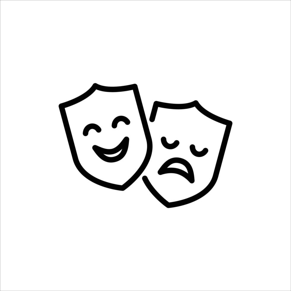 drama outline icon. mask black line illustration. vector