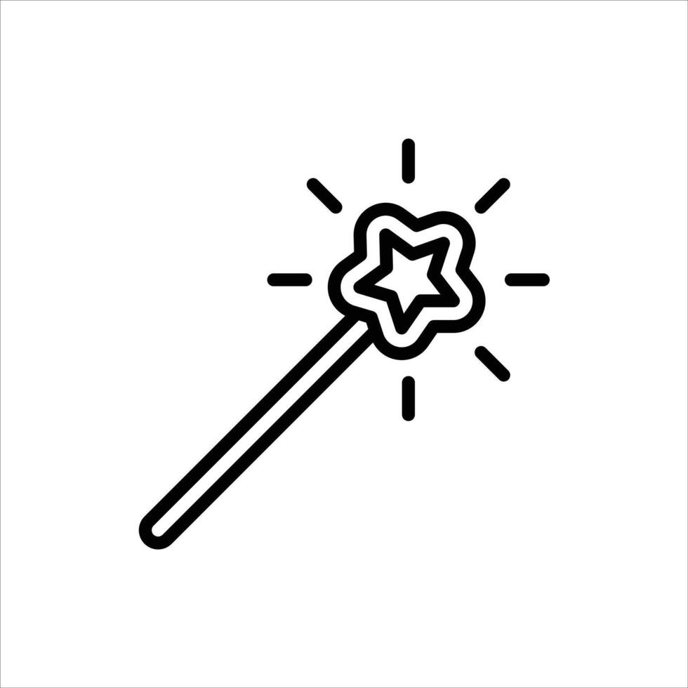 fantasy outline icon. magic wand black line illustration. vector